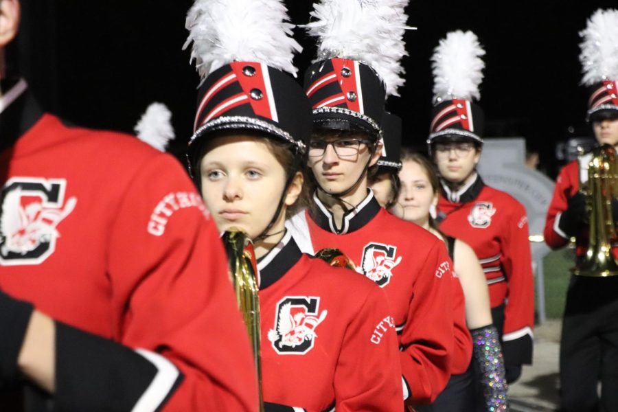 Marching band and color guard