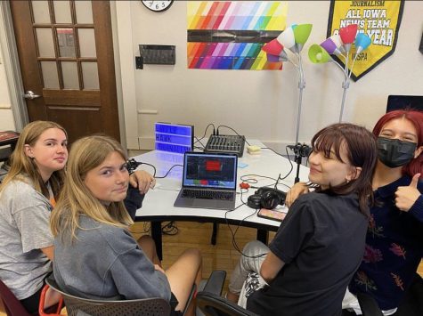 Blonde Girls Club Podcast being recorded in room 2109 at City High. The podcast will be taking on all different types of media