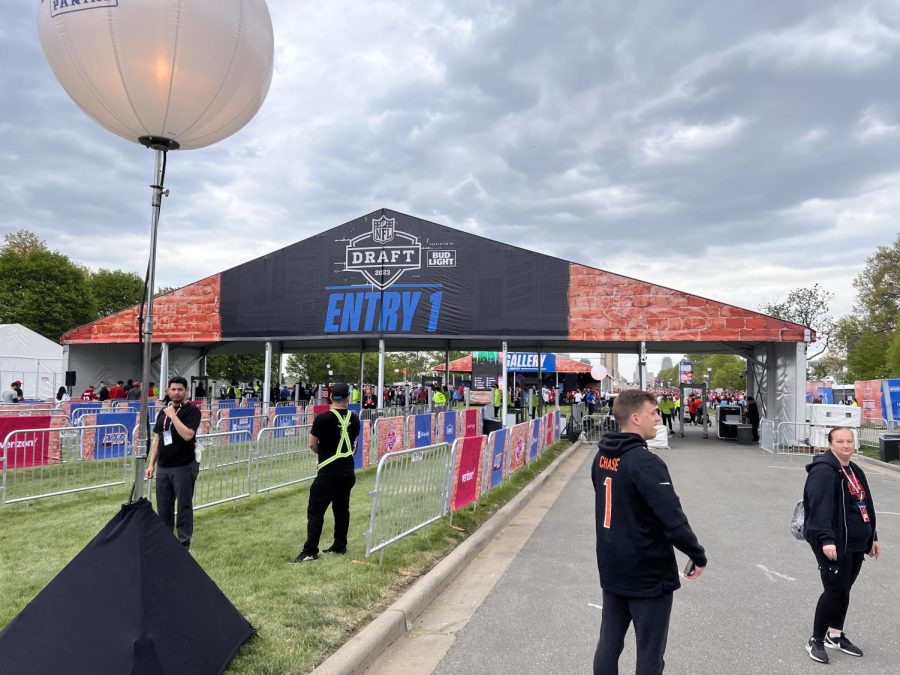 NFL Draft fans file in to watch the selections in Kansas City.