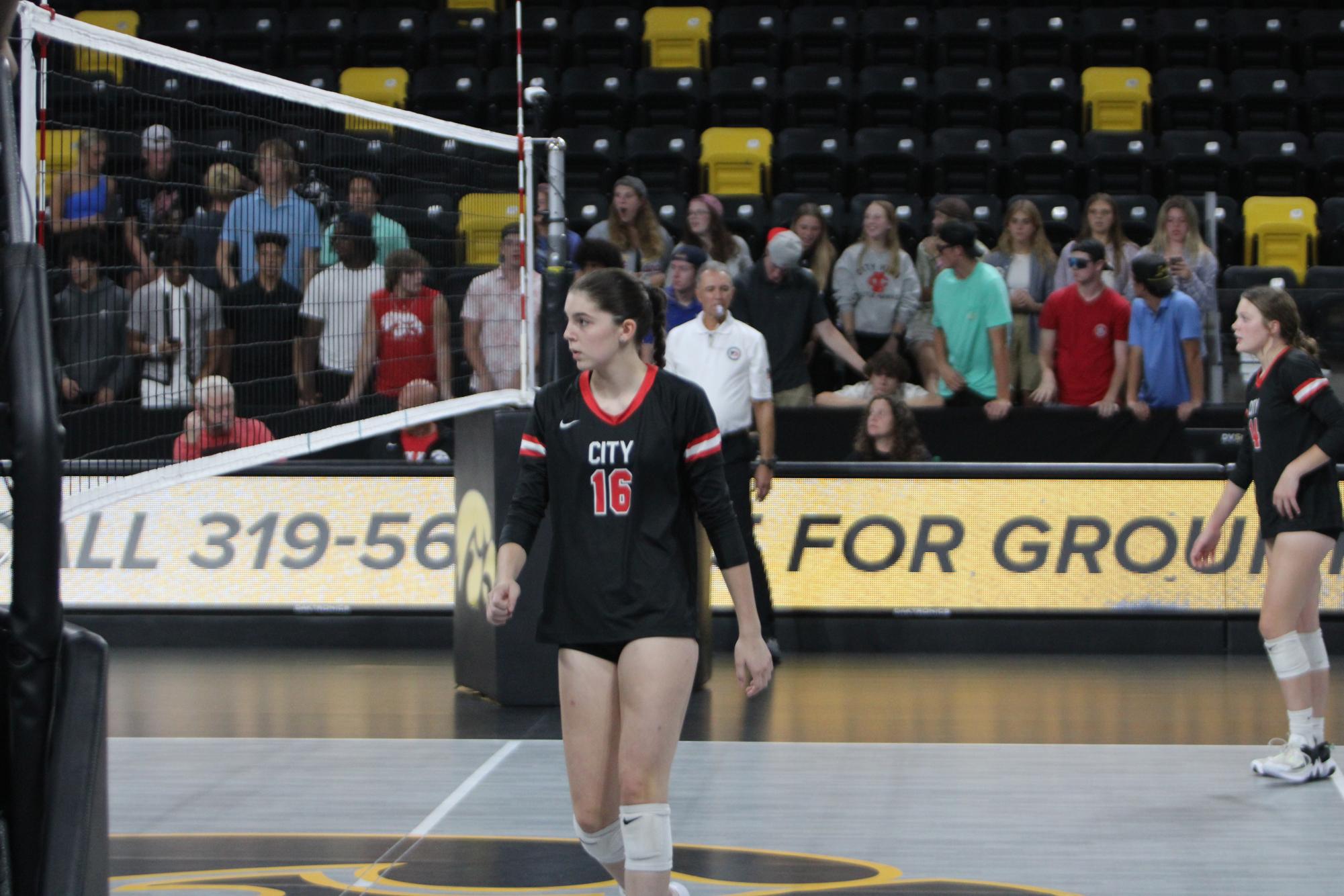 Hattie Galloway 27 in a match against Linn Mar at Xtreme Arena.