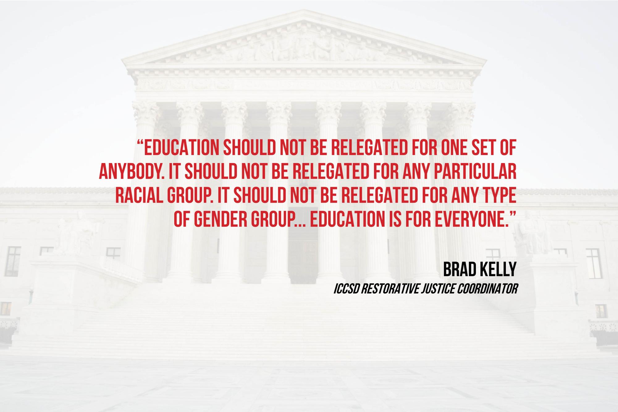 Brad Kelly is leading a five-year plan to incorporate restorative practices into every school, reworking how students are disciplined, and how they connect. Kelly has worked with several corporations and nonprofits with the singular goal of addressing people’s differences and rebuilding the community within whatever group he was serving at the time.