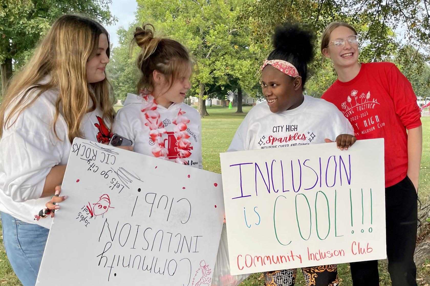 Members of Inclusion Club before marching in the Homecoming Parade