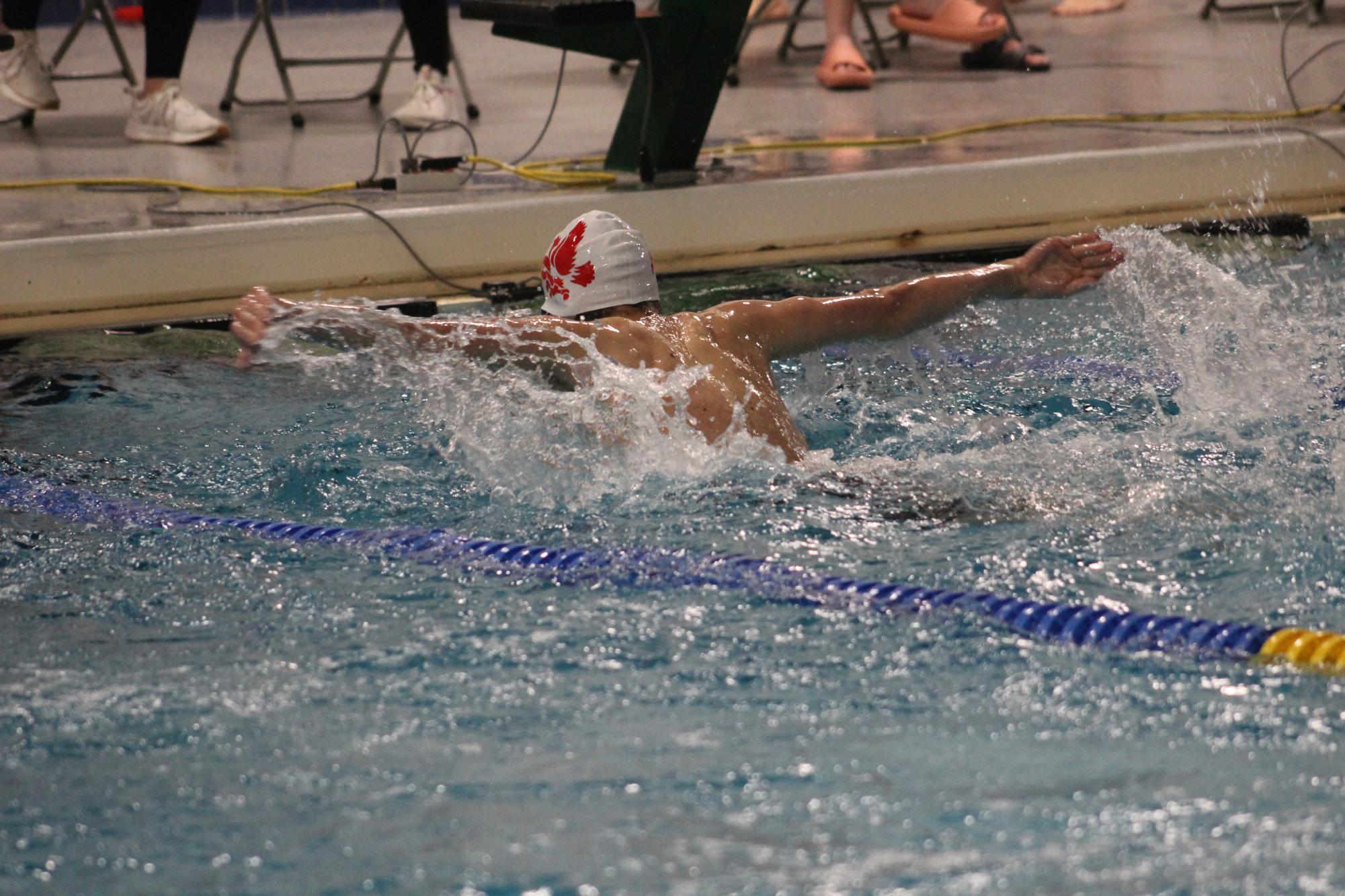 City swimmer at the City vs West duel. 