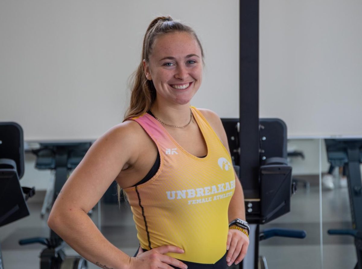 UFA Founder and Iowa Rower Jaecee Hall poses for a photo in her apparel. Photo courtesy of Hall
