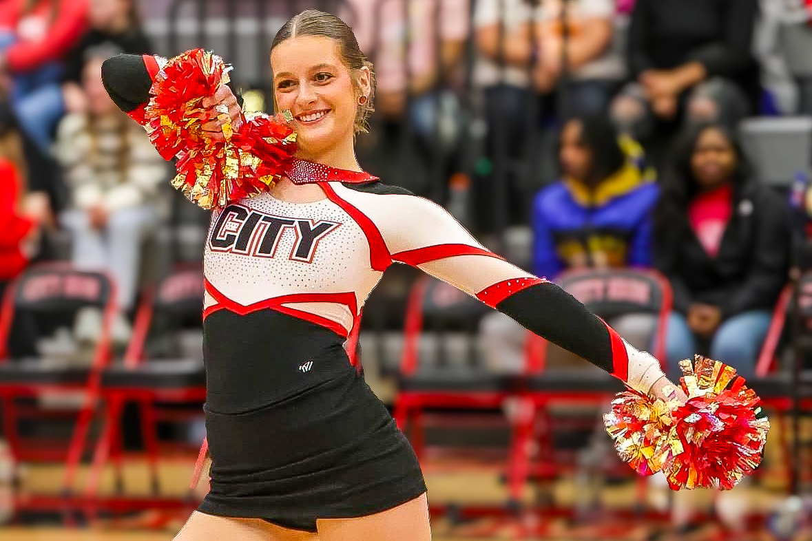 Josie performing at a City High pep rally.  She is a senior dance leader and signed to dance at South Dakota State University.