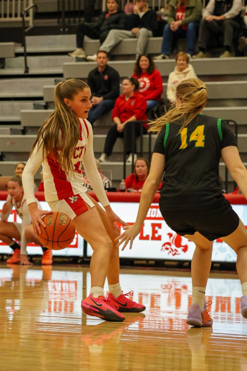 Tessa Driscol crosses up the defender, giving herself an opening to score. 