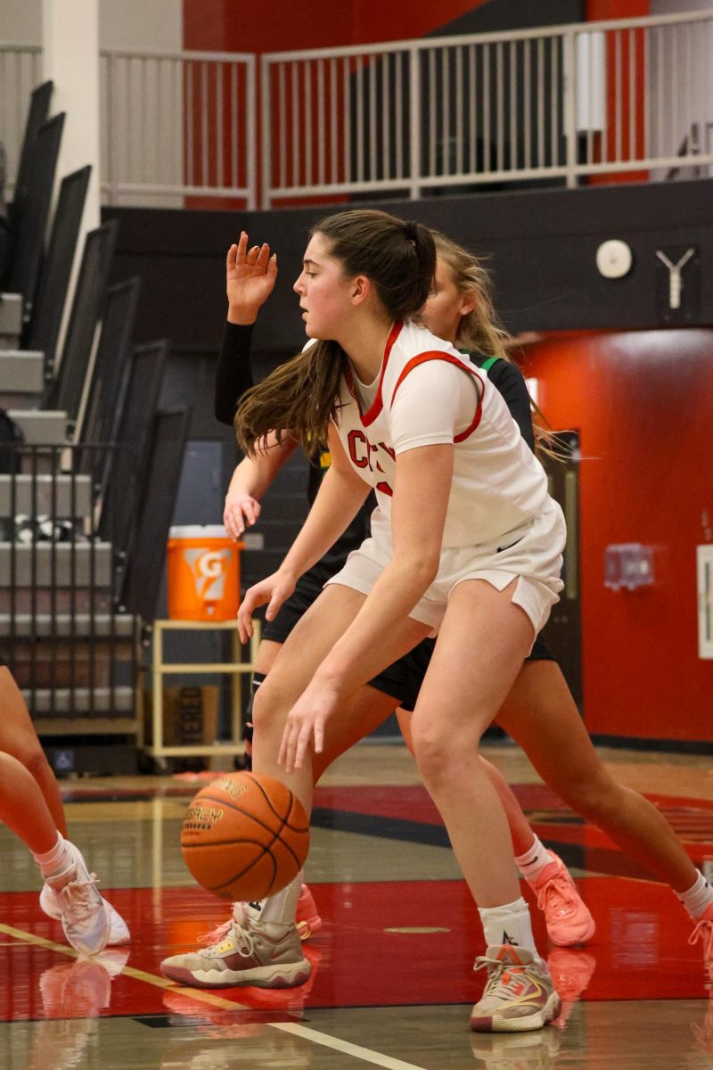 Hattie Galloway dribbles once before hitting a spin-move