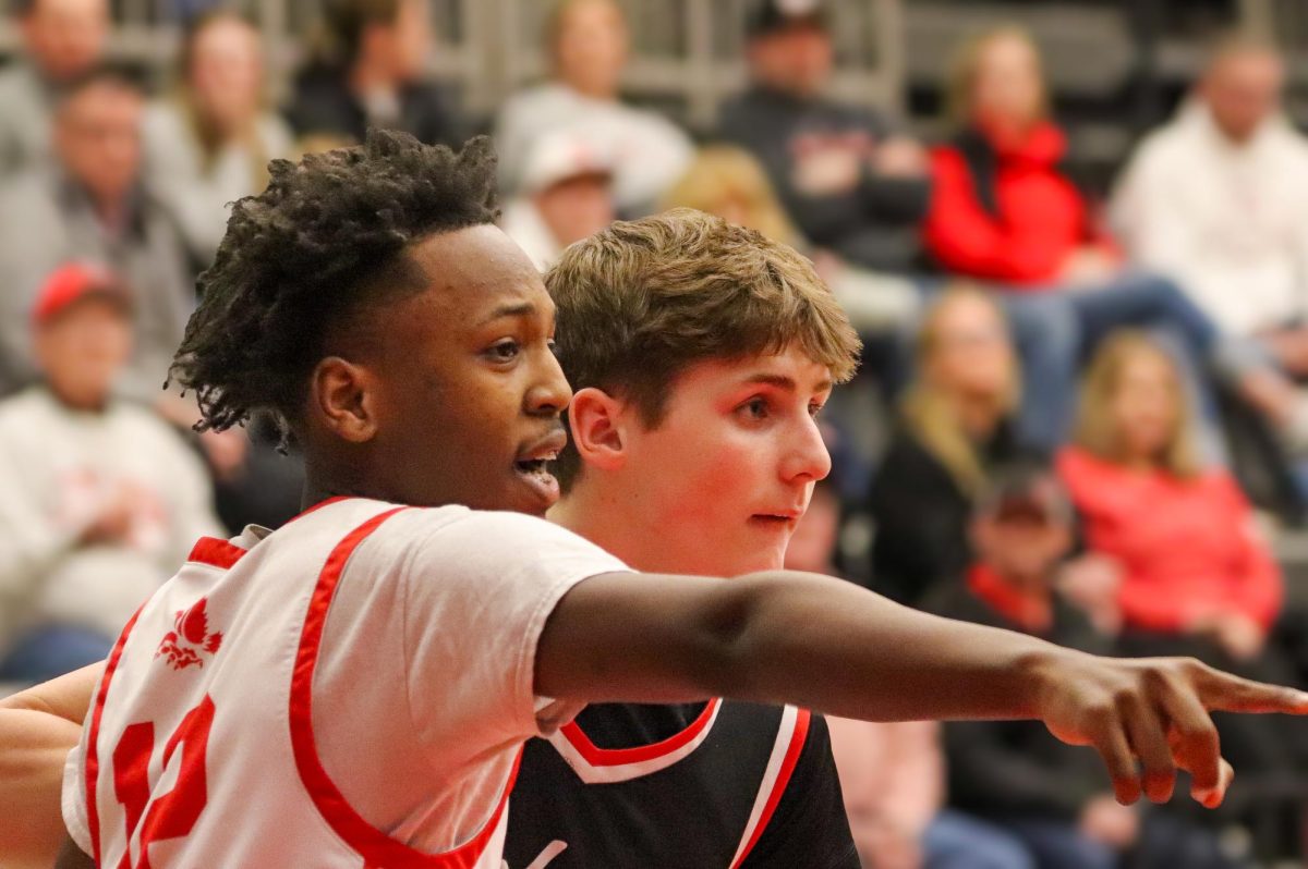Javeon James battles during the Western Dubuque senior night game.