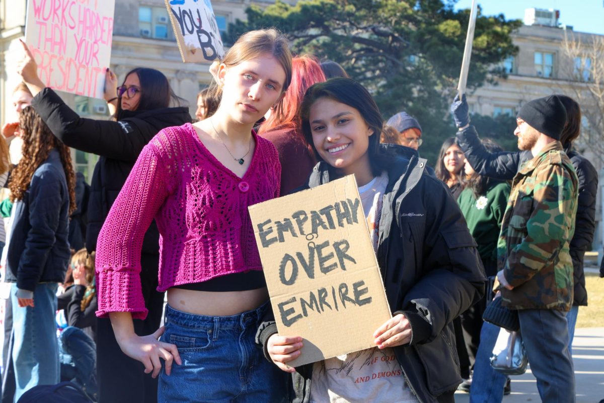 Grey Linley '26 and Jillian Conlon '26 attended the walkout Thursday. They left City High after lunch to attend the demonstration downtown.