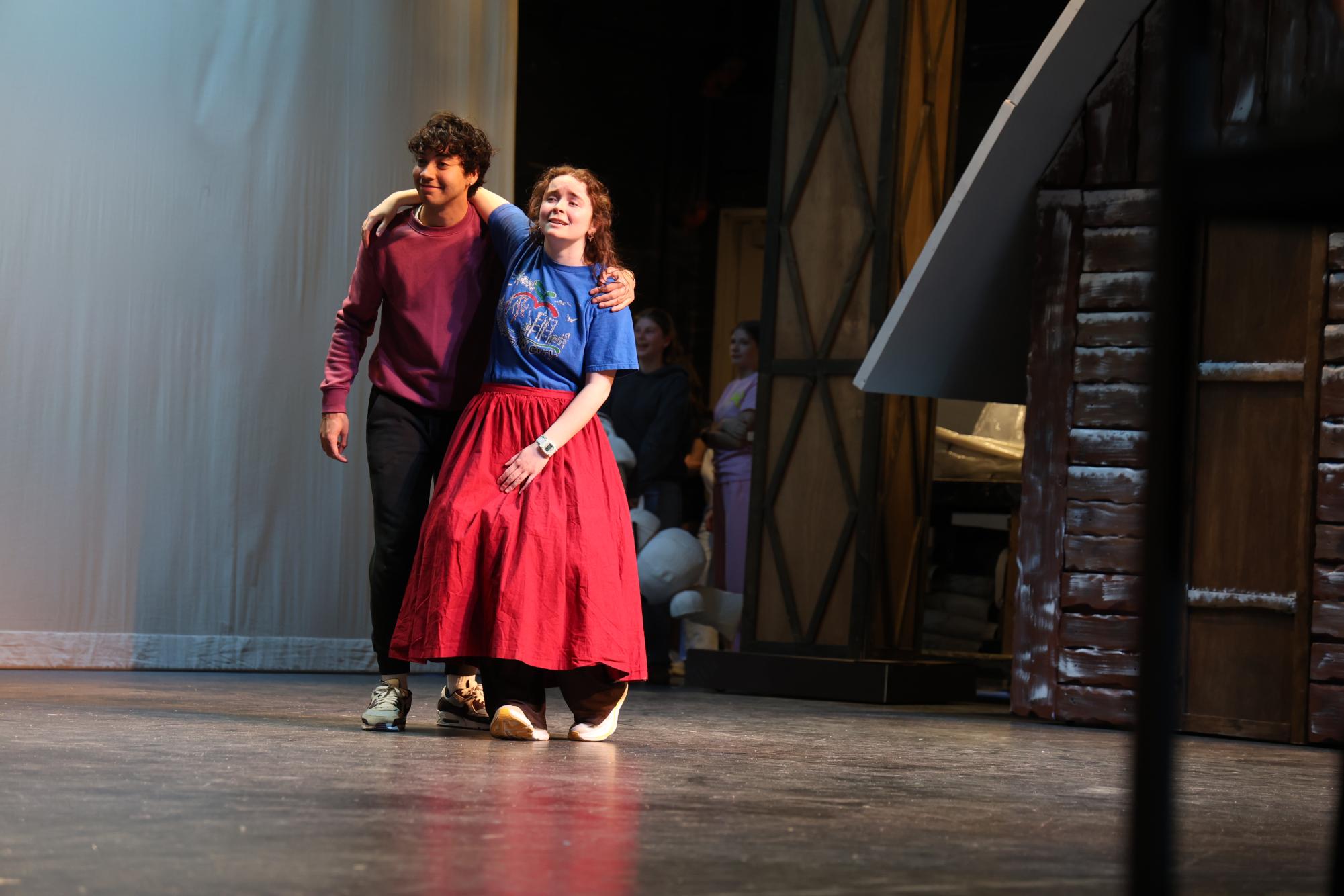 Cameron Echols '27 (left) carries Jillian Leman '26(right) back to Arendelle 